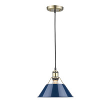 3306-M AB-NVY - Orwell AB Medium Pendant - 10" in Aged Brass with Matte Navy shade